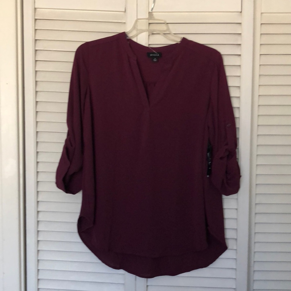 Dressy Causal Burgundy Pullover Blouse